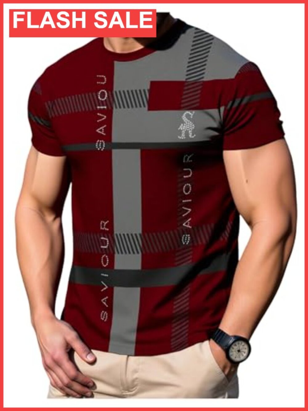 Men's Graphic T-Shirt Short Sleeve Crew Neck Casual Stripe Tee